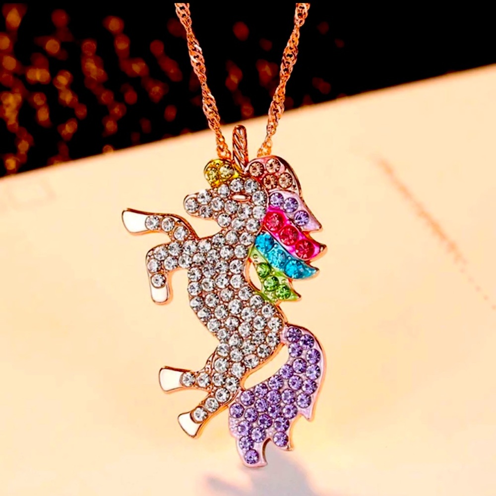 Rose gold - Unicorn necklace with chain